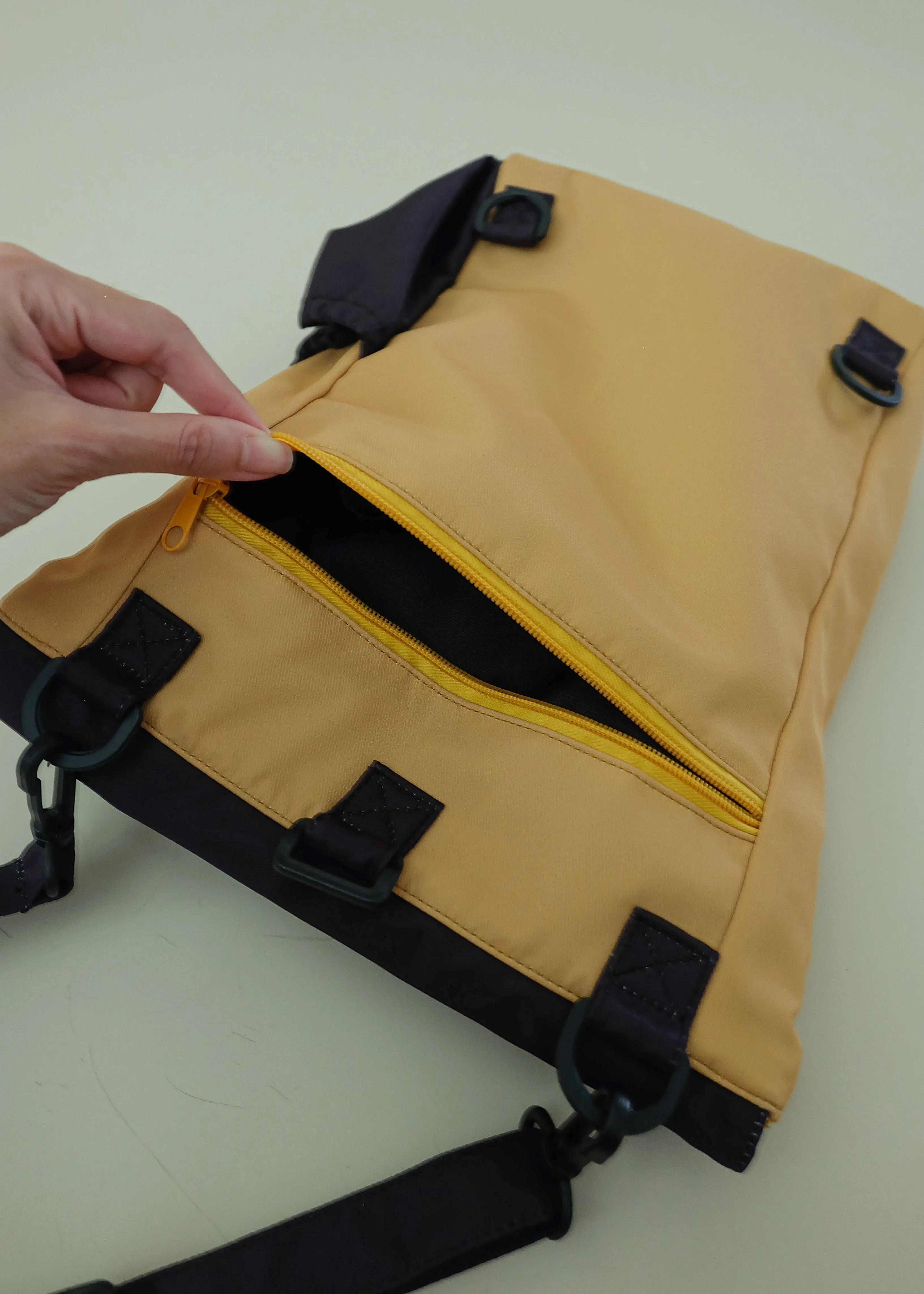 {{Smaller 14INCH SIZE}}Mustard Black Utility 4-Way Washable Bag