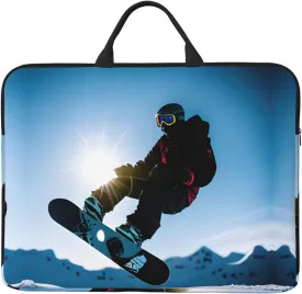 Snowboarding Picture Print Stylish 14in Polyester Laptop Bag Carry Laptop Bag With Water-Resistant Feature