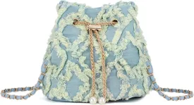 SUKUTU Denim Bucket Bag for Women Trendy Jean Purse Drawstring Crossbody Shoulder Bag Hobo Bag