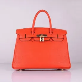 Trendy Inspired Hermes Birkin 30cm Togo Leather Handbags Bright Orange Golden