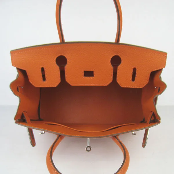 Trendy Inspired Hermes Birkin 30cm Togo Leather Handbags Orange Silver