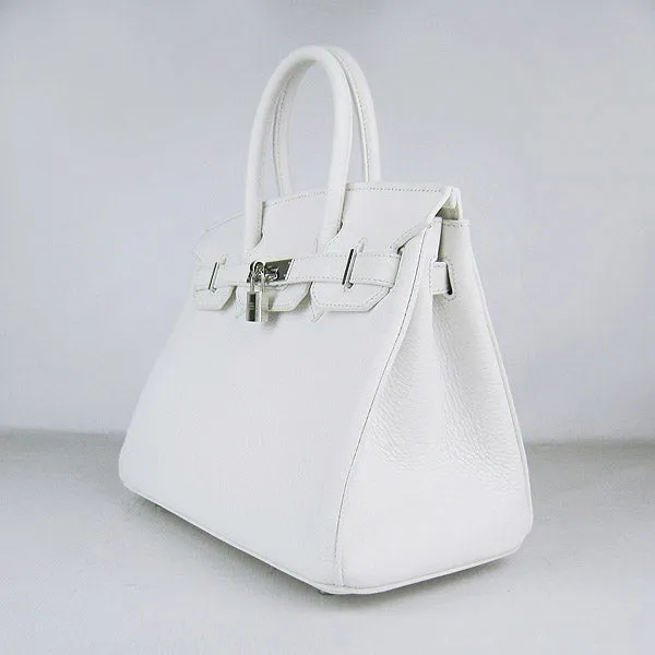 Trendy Inspired Hermes Birkin 30cm Togo Leather Handbags White Silver