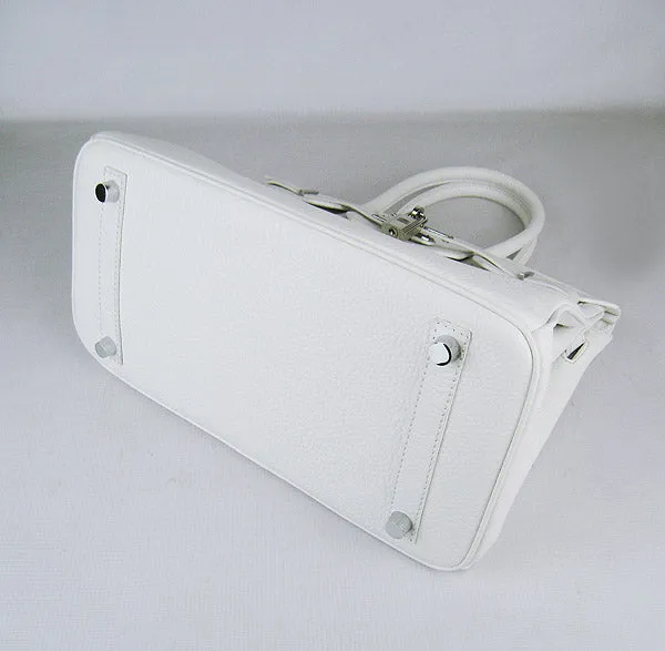 Trendy Inspired Hermes Birkin 30cm Togo Leather Handbags White Silver