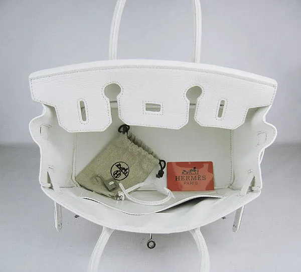 Trendy Inspired Hermes Birkin 30cm Togo Leather Handbags White Silver