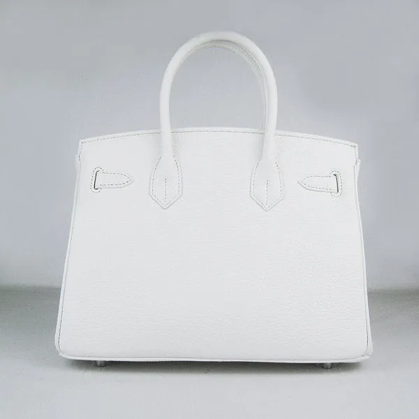 Trendy Inspired Hermes Birkin 30cm Togo Leather Handbags White Silver