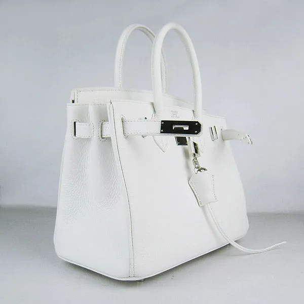 Trendy Inspired Hermes Birkin 30cm Togo Leather Handbags White Silver