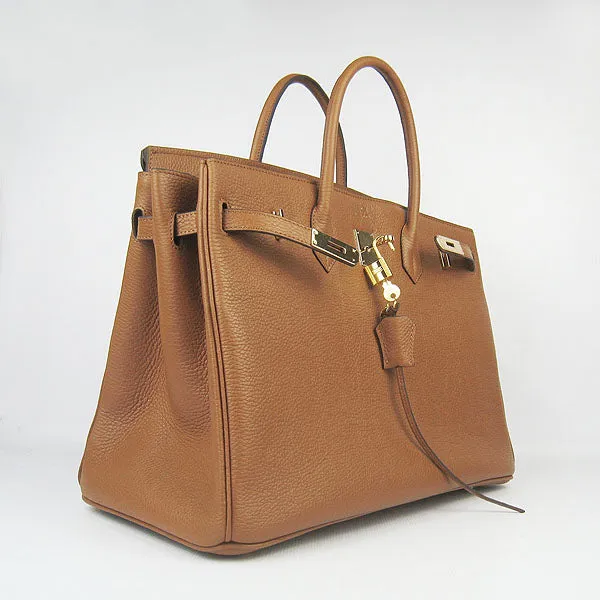 Trendy Inspired Hermes Birkin 35cm Togo Leather Handbags 6099 Light Coffee Golde