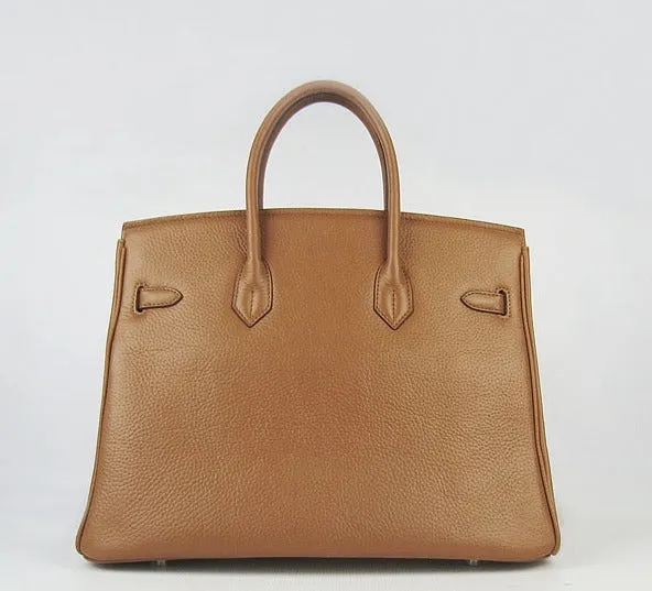 Trendy Inspired Hermes Birkin 35cm Togo Leather Handbags Light Coffee Silver