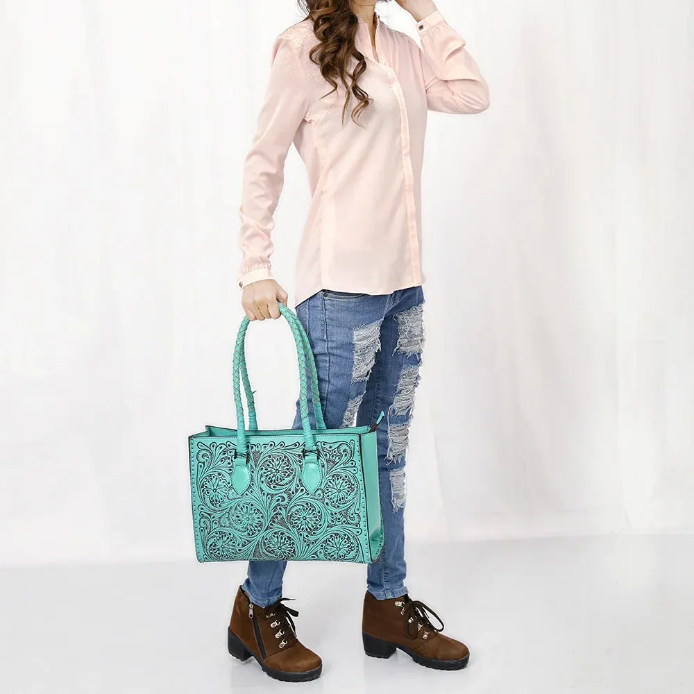 Turquoise Hills Hand Tooled leather Shoulder Bag
