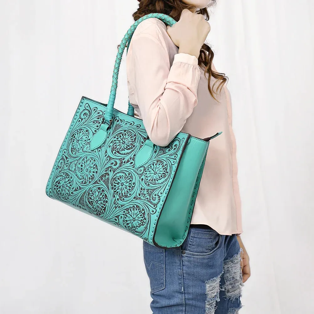 Turquoise Hills Hand Tooled leather Shoulder Bag