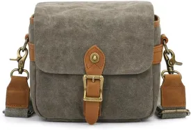 Vintage Canvas DSLR/SLR Camera Bag - Thick Protective Case for Camera and Lens - Water Resistant - Sling Shoulder Bag for Photography, Hiking, Shooting, and Traveling(Army Green)