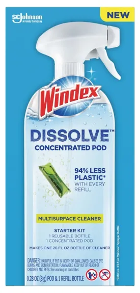 Windex Dissolve 00400 Multi-Surface Cleaner Starter Kit, Dissolve Pod, Citrus, Green :EA: QUANTITY: 1