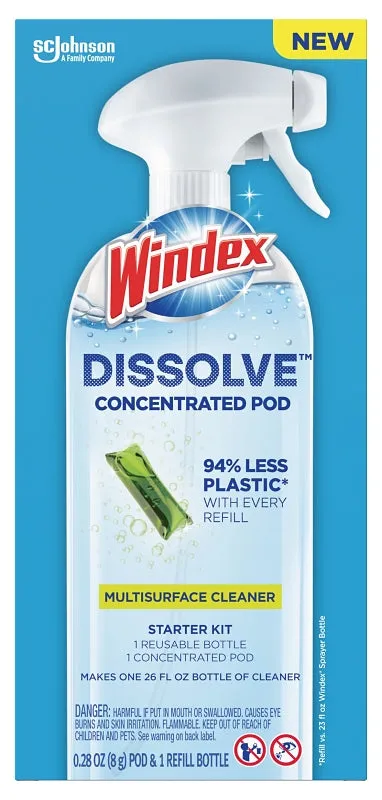 Windex Dissolve 00400 Multi-Surface Cleaner Starter Kit, Dissolve Pod, Citrus, Green :EA: QUANTITY: 1